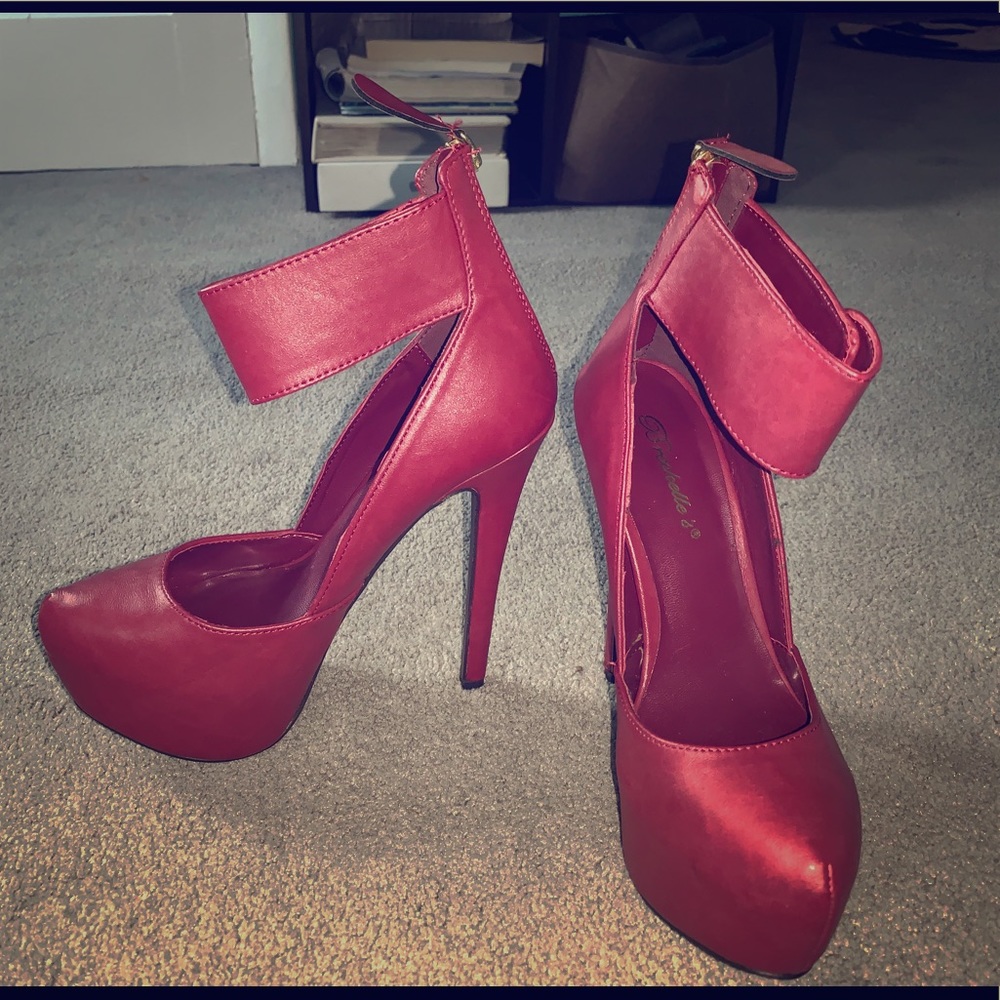 High maroon heels